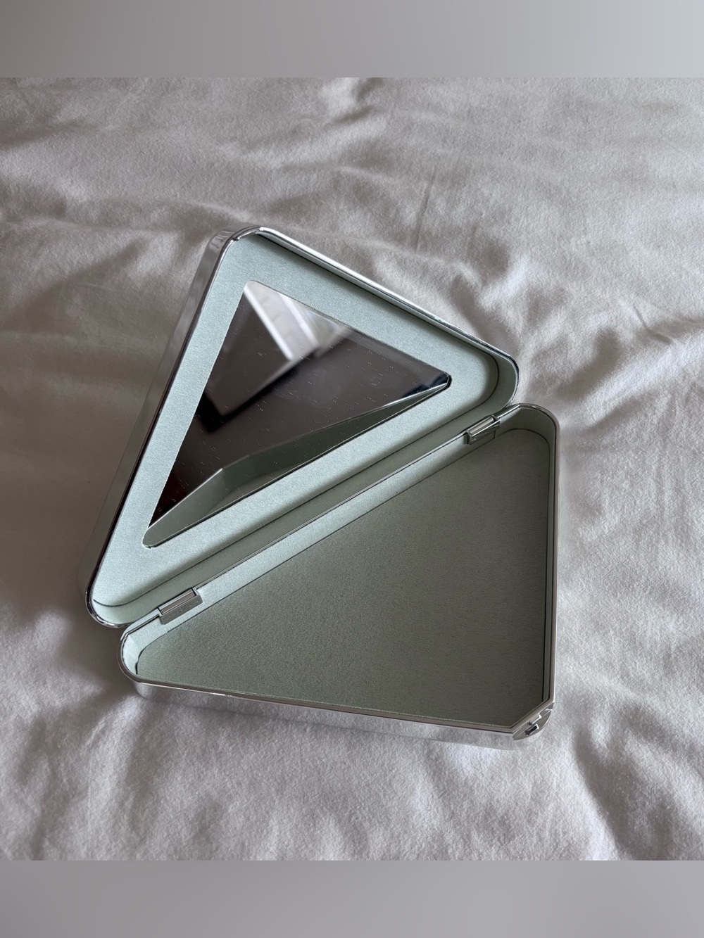 Prada Silver Triangular Logo Accessory Case - Picture 3 of 3